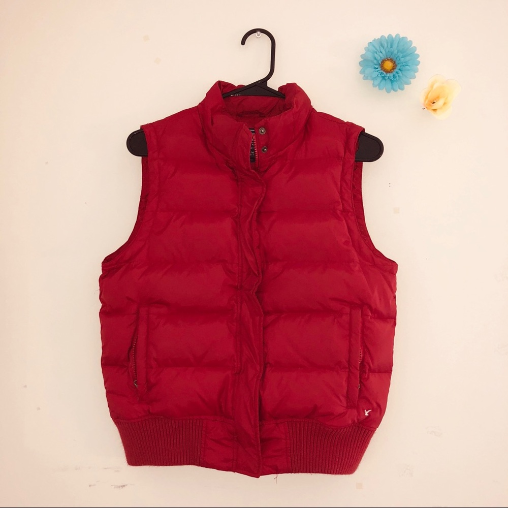 American Eagle Puffer Vest with Removable Hood